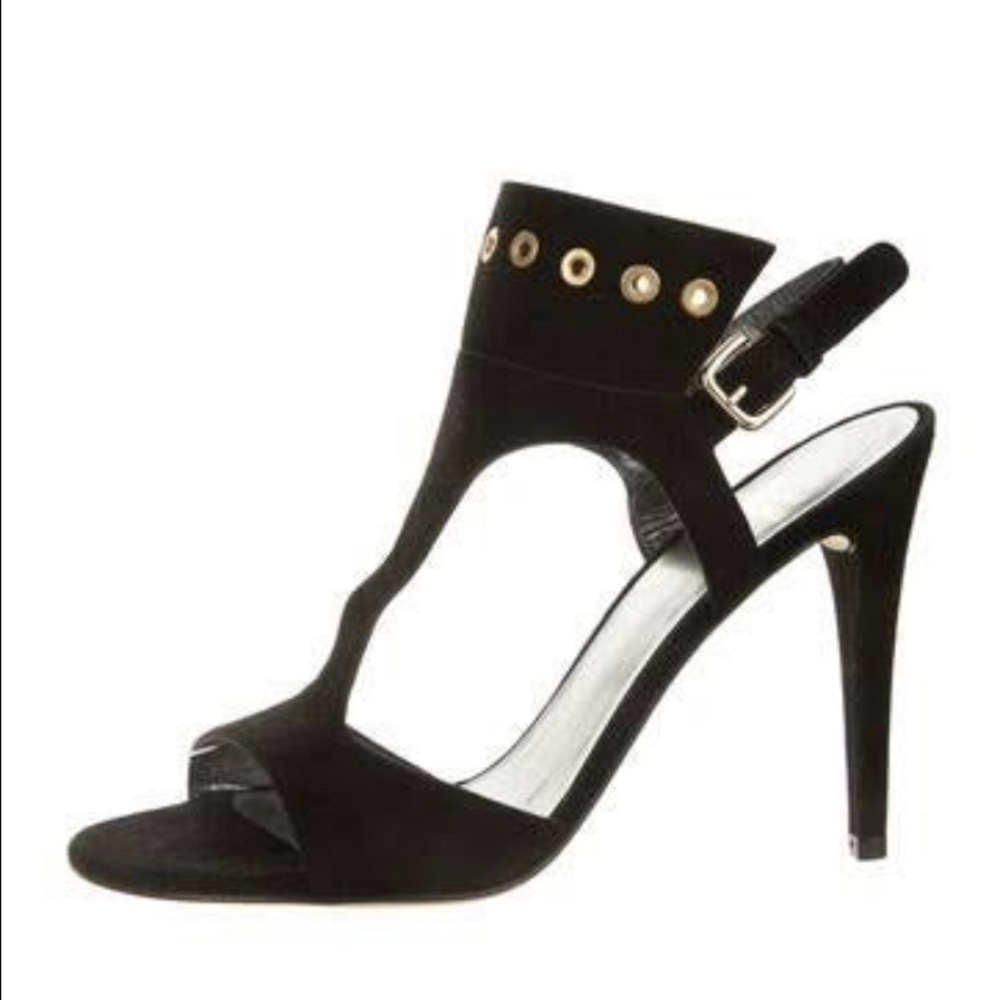 Stuart Weitzman Black Suede T-Strap Sandal -10